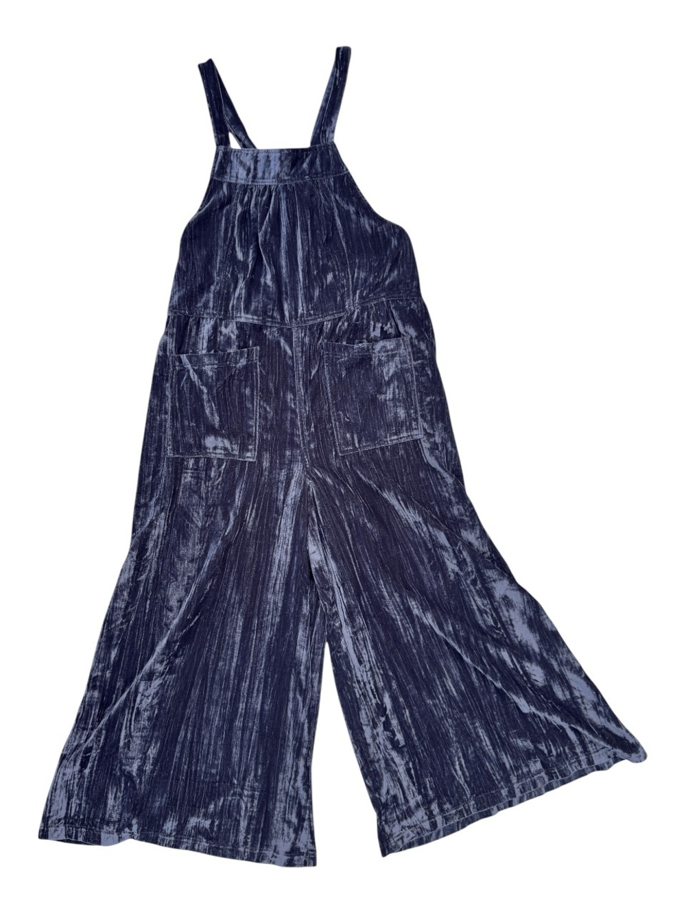 Natural Life Cool Charcoal Velvet Wide Leg Culotte Overalls Jumpsuit - S